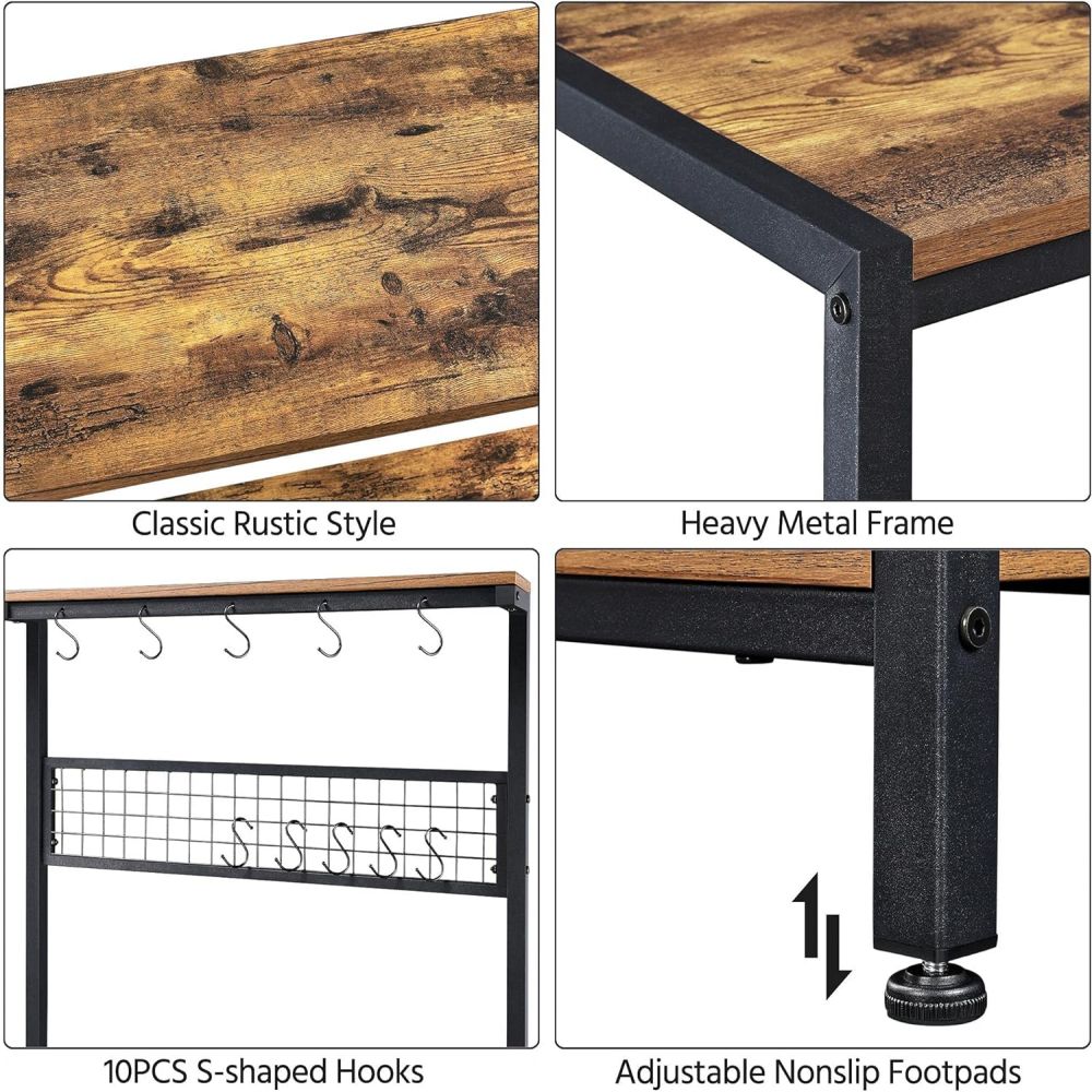 Small Space Kitchen Bakers Stand Rack With Countertop Storage Cabinets