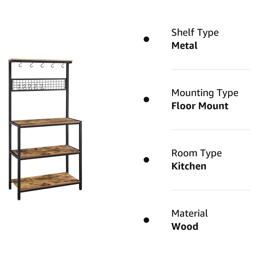 Small Space Kitchen Bakers Stand Rack With Countertop Storage Cabinets