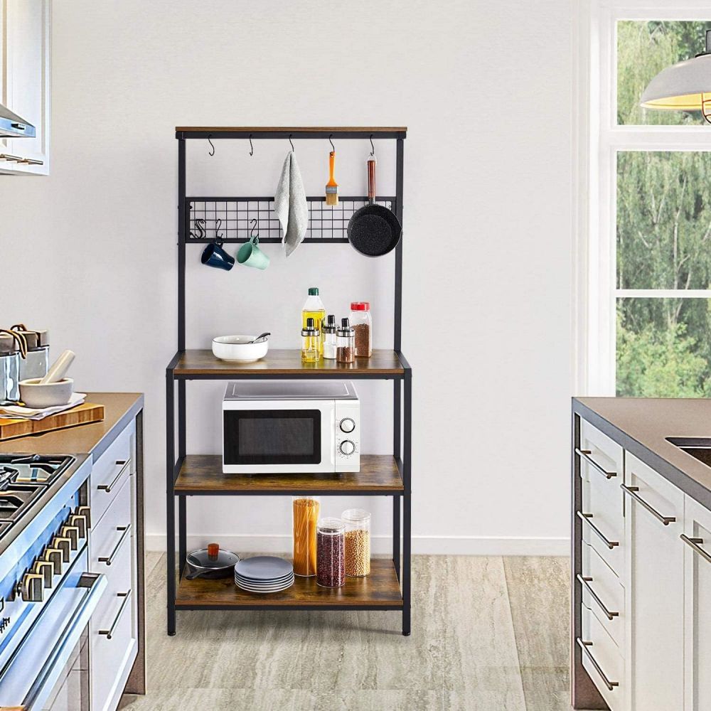 bakers rack with storage cabinets