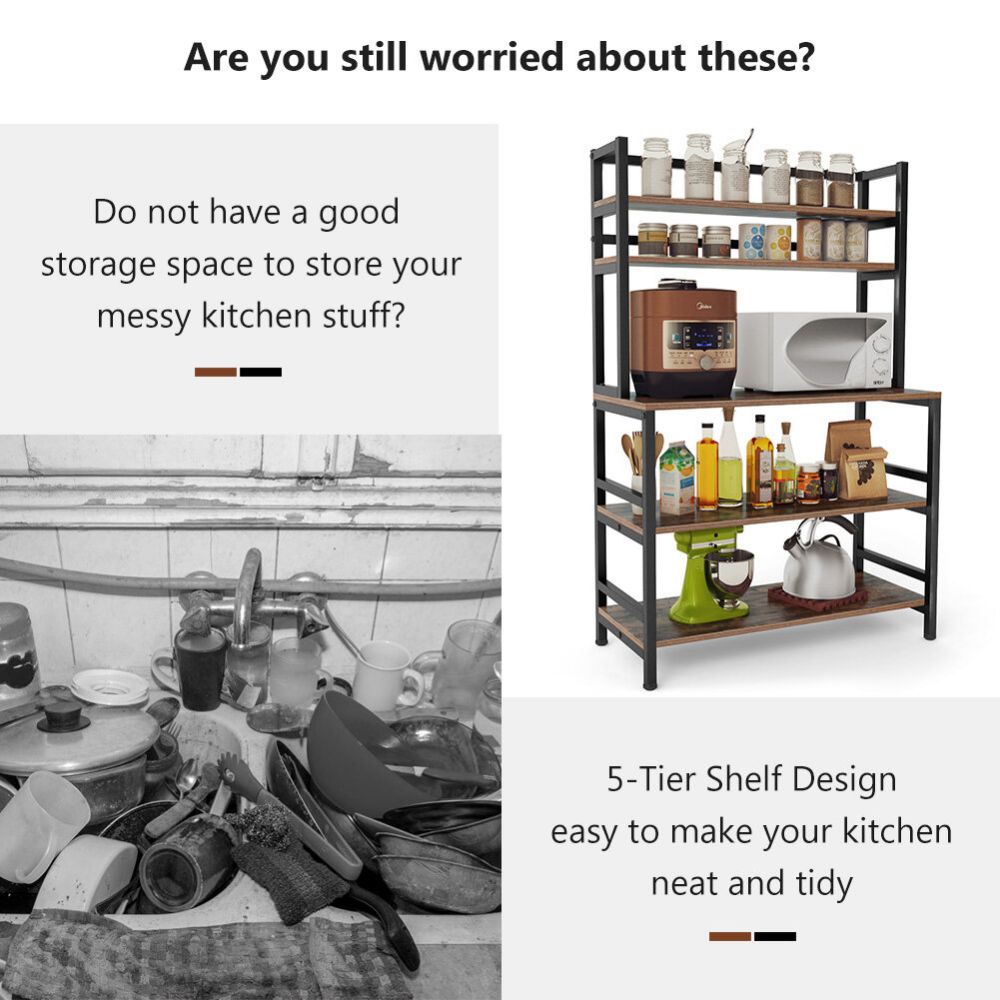 Wooden Metal High End Kitchen Bakers Rack With Drawers For Storage