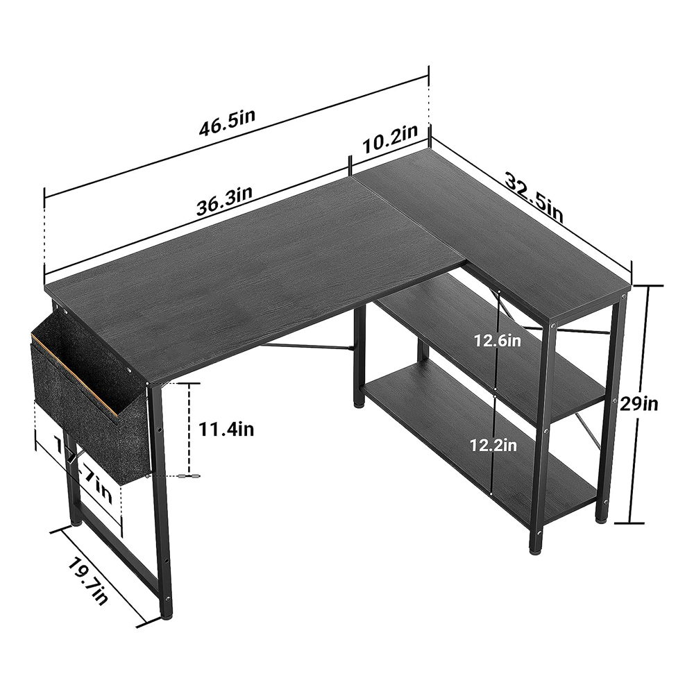 Thuiskantoor Houten L-vormige pc-werkstation Computertafel