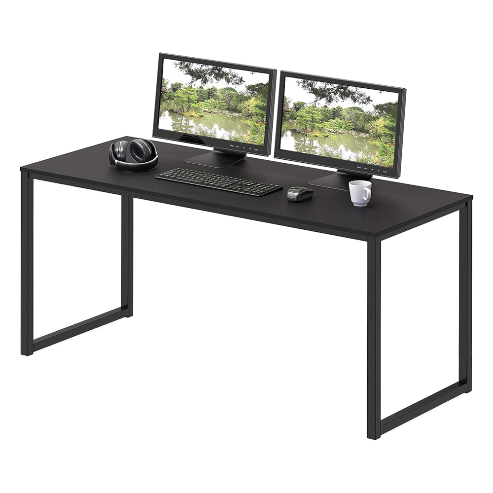 Modern Long Wooden Computer Workstation Table For Home Office