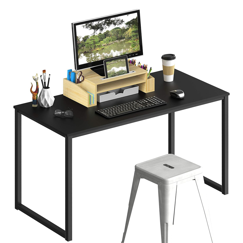 Modern Long Wooden Computer Workstation Table For Home Office