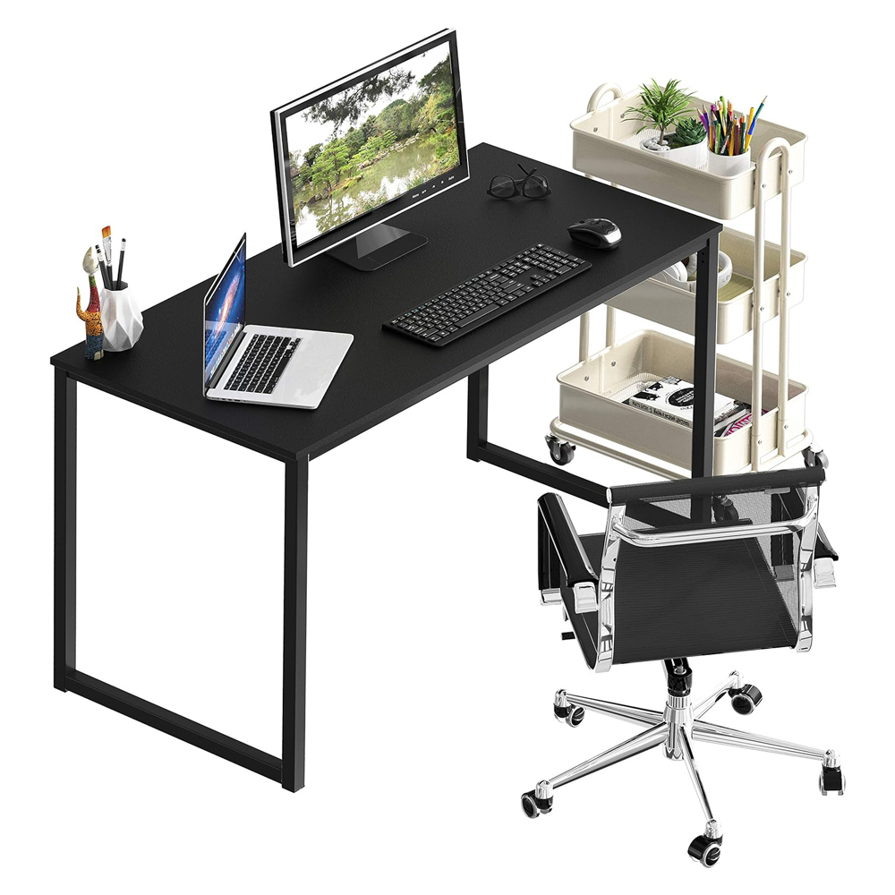 Modern Long Wooden Computer Workstation Table For Home Office