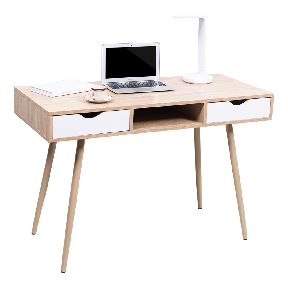 Modern Home Office Wood Big Computer Desk With Shelves