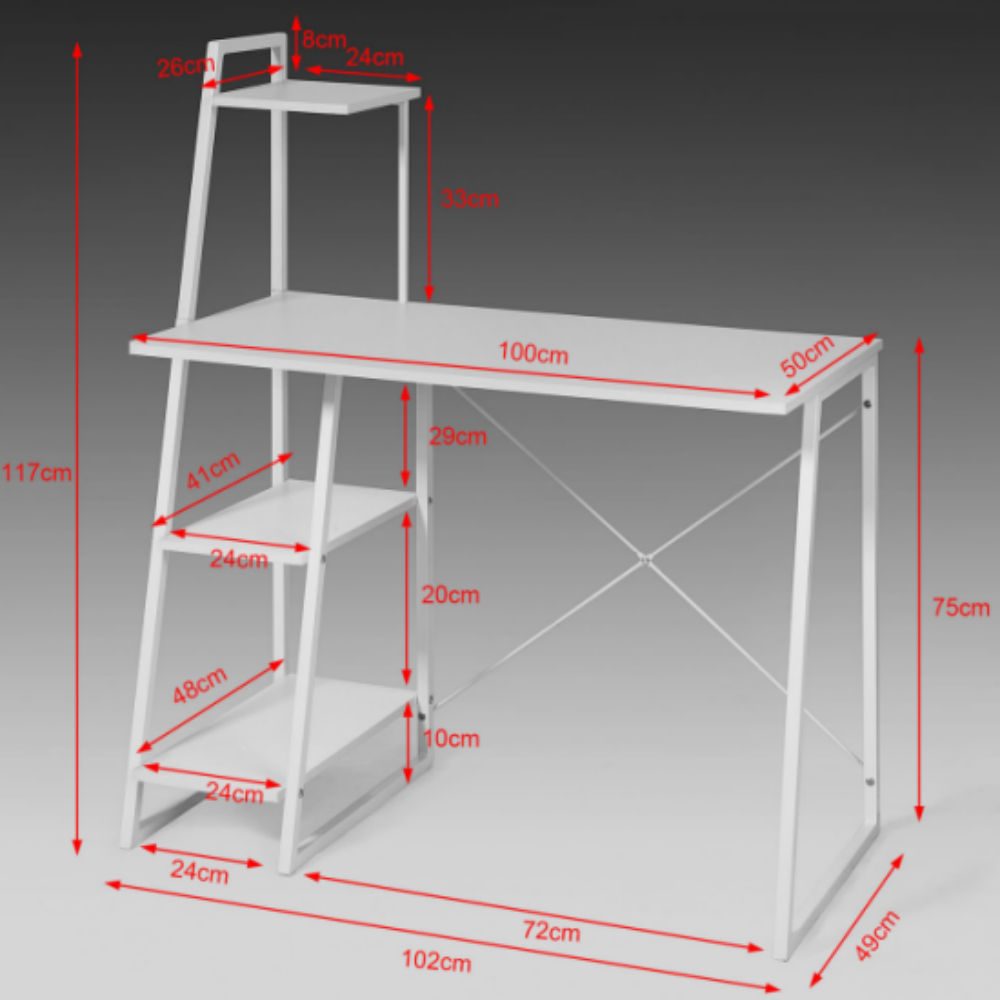 Home Office Wooden L Shaped PC Computer Workstation Desk With Bookshelf