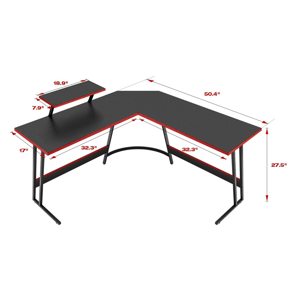 Modern Wood And Metal Long L Shaped PC Computer Desk For Home Office