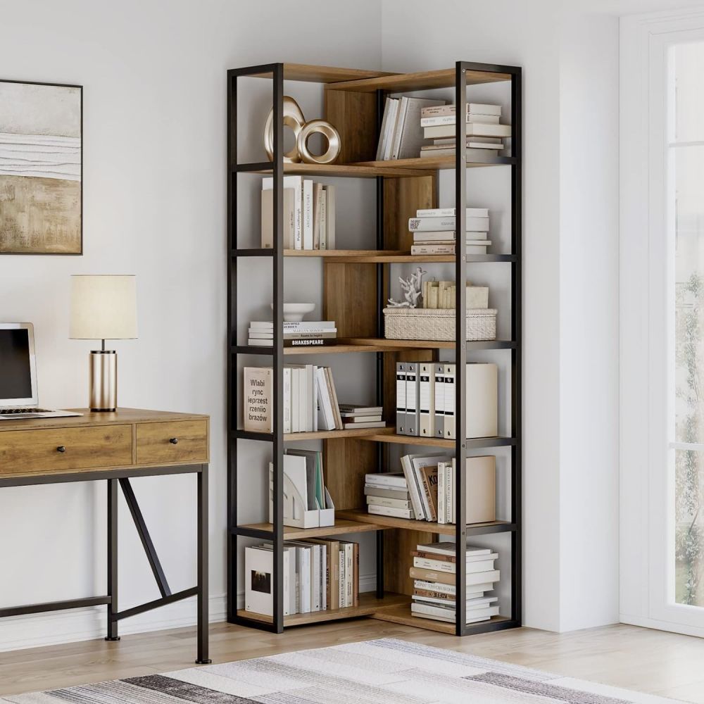 Modern Wood Open Bookshelf Ladder Book Case For Home Office