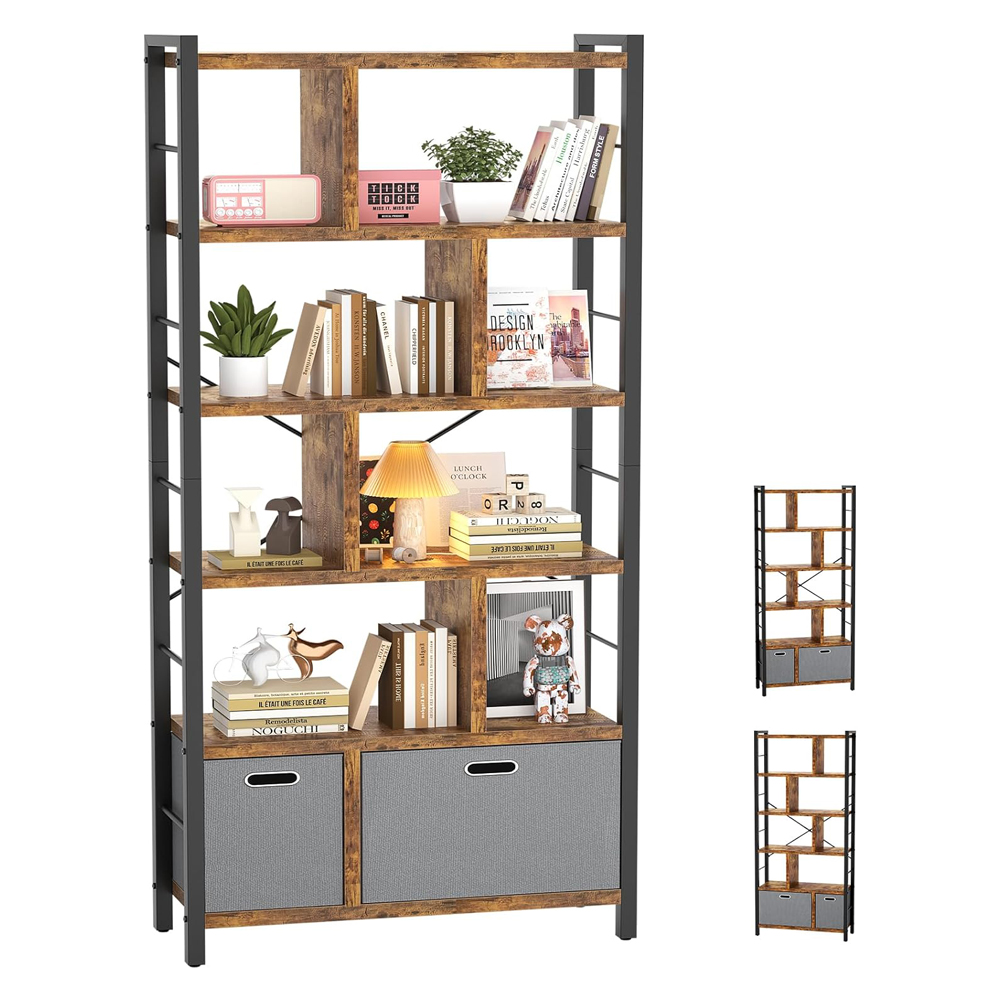 Home Office Wooden Tall Book Case Bukas sa Likod na Bookshelf na May Imbakan