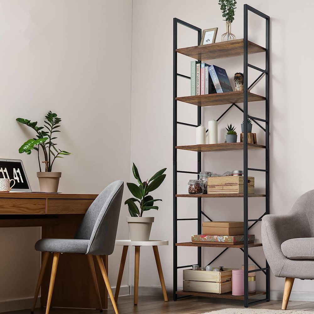 Space Saving Modern Large Tall Wooden Bookshelf Book Case Rack For Home Office