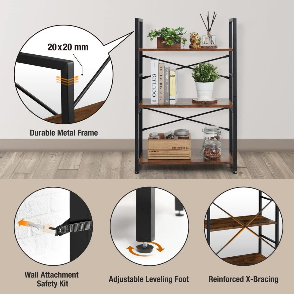 Space Saving Modern Large Tall Wooden Bookshelf Book Case Rack For Home Office