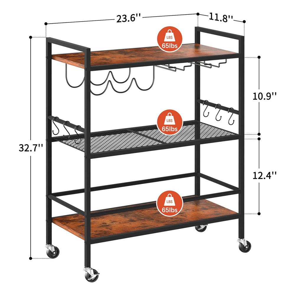 Kitchen Trolley Rolling Island Microwave Stand Serving Cart On Wheels