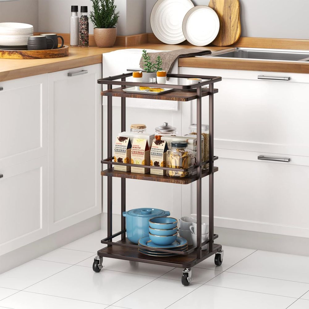 Narrow Coffee Kitchen Carts And Islands Microwave Stand Storage Trolley