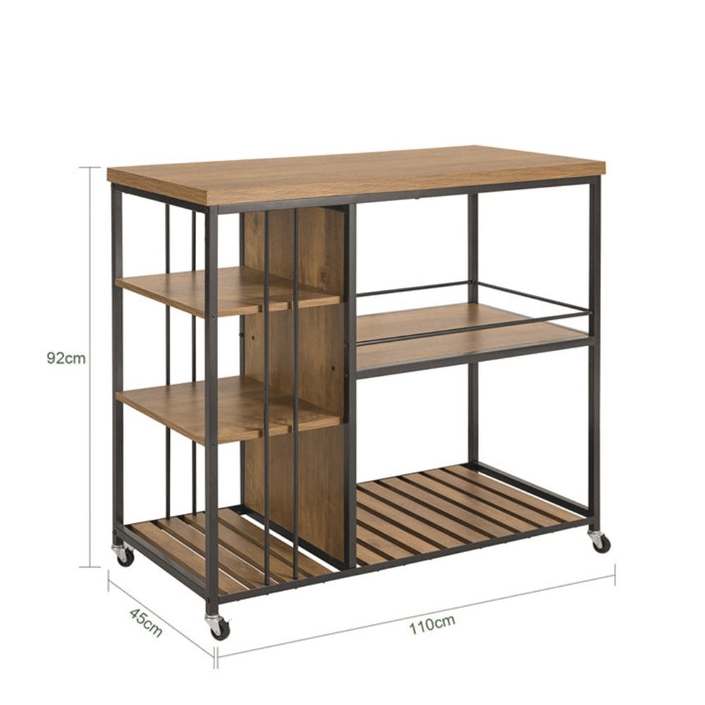 Portable Kitchen Island Trolley Cart Microwave Table Stand And Storage On Wheels