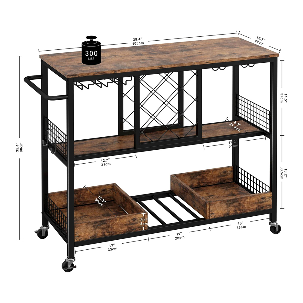 Wood Kitchen Islands Cart Stojalo za mikrovalovno pečico in voziček na kolesih