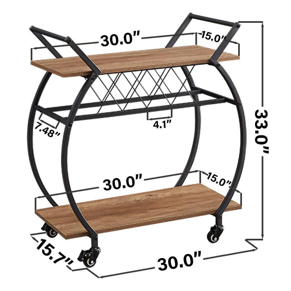 Wooden Rolling Kitchen Cart Serving Trolley Microwave With Stand