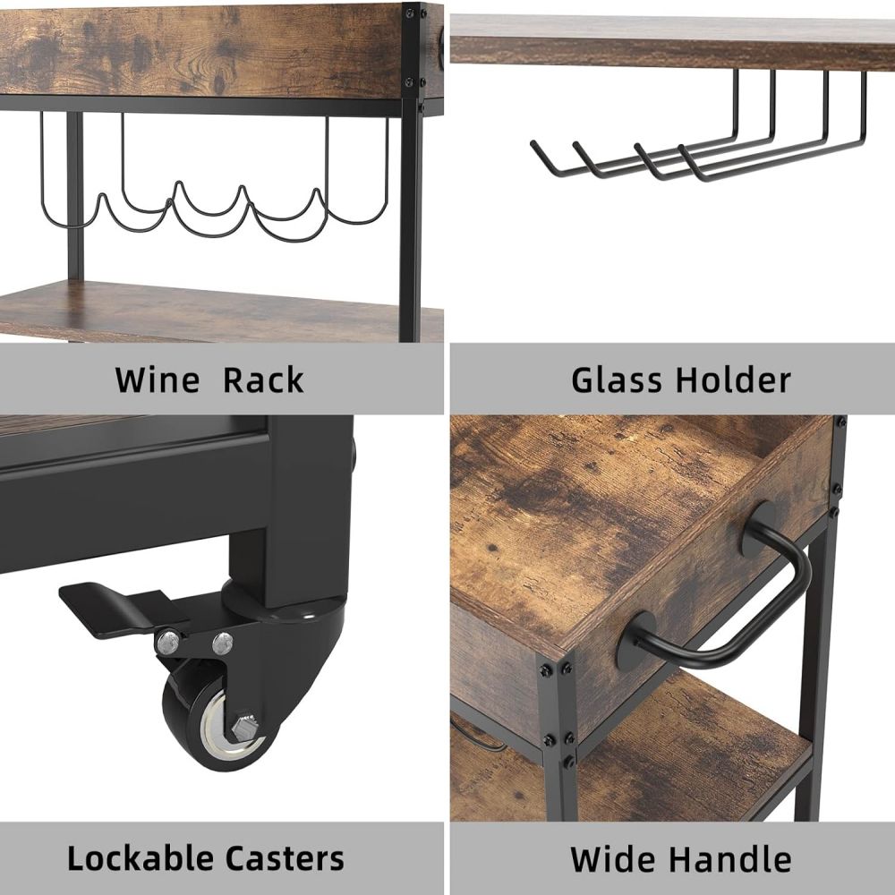 Carro Rollable pequeno da ilha do forno micro-ondas com as rodas para a cozinha