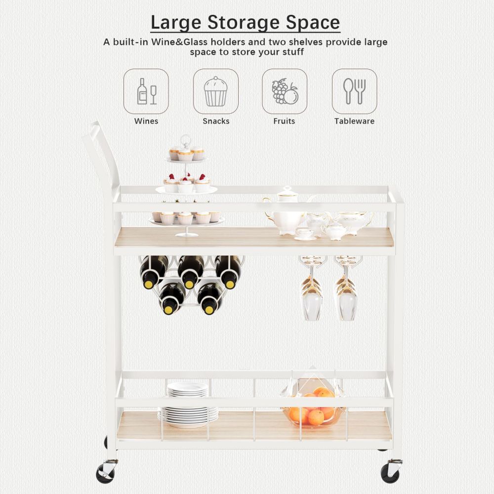 Small Kitchen Utility Cart Microwave Oven Table Stand With Storage On Wheels