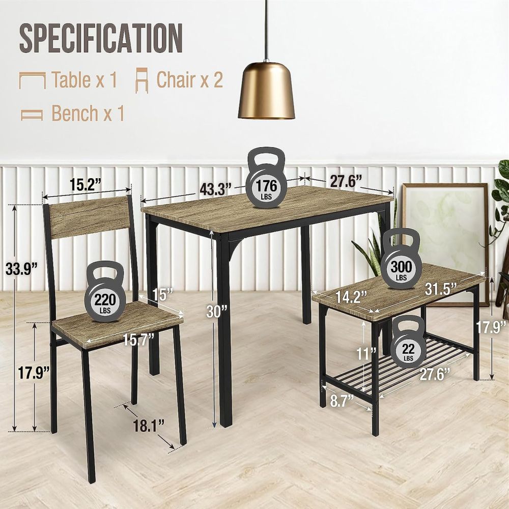 Modern Wood And Metal Dining Room Table And Chairs With Storage