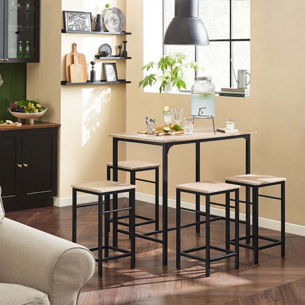 Modern Dining Room Furniture Small Rectangle Wood And Metal Kitchen Table Chair Set