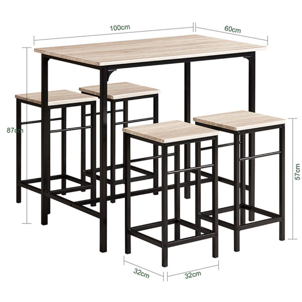 Modern Dining Room Furniture Small Rectangle Wood And Metal Kitchen Table Chair Set