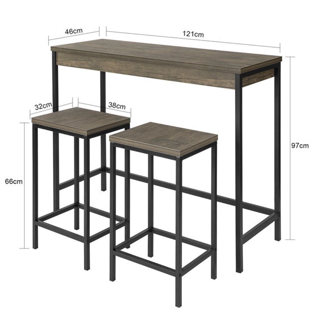 Smalle houten hoekeetkamertafel en stoelen voor kleine ruimtes