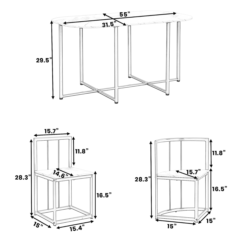 Set aus ovalem Esstisch und Stühlen aus Holz für kleine Räume