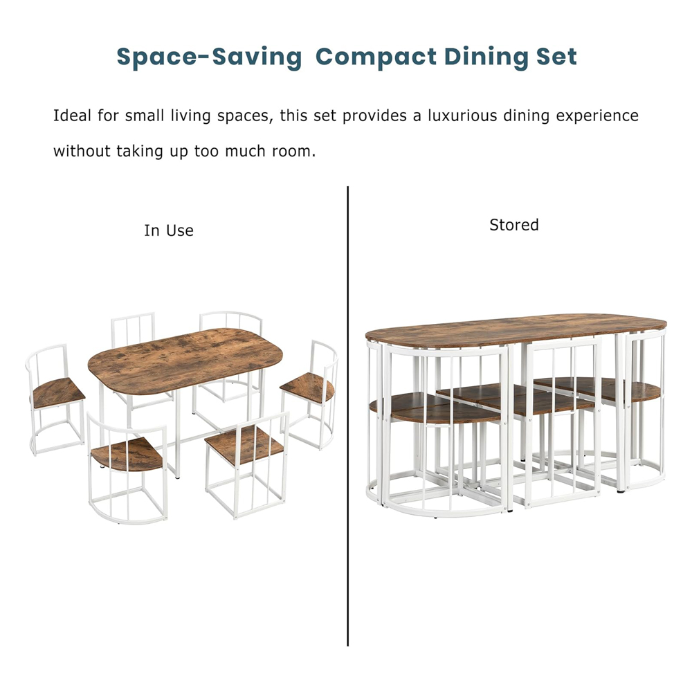 Wooden Oval Dining Table And Chair Set For Small Spaces