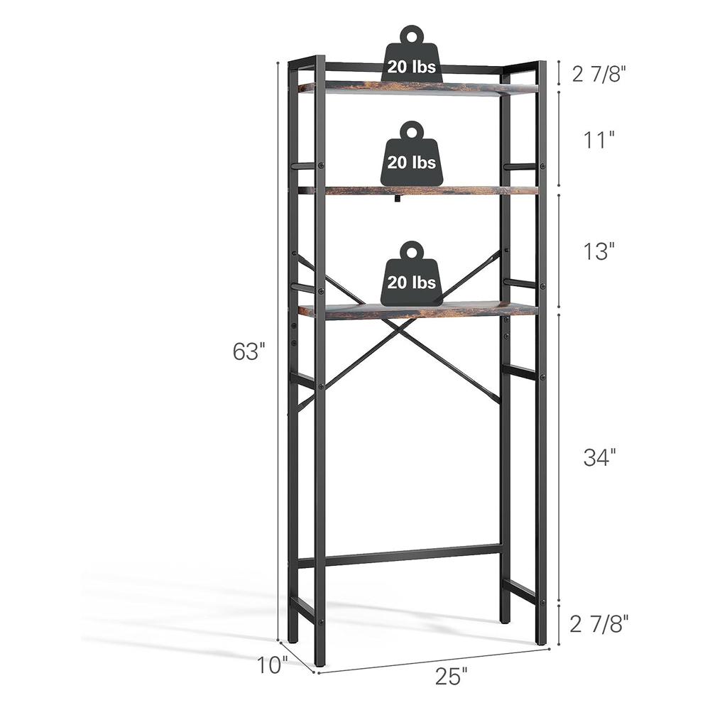 Moderne Træ Metal Badeværelse Organizer Over WC Toiletstativ