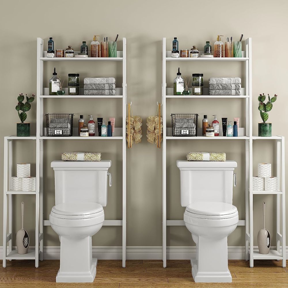 Wood WC Toilet Bowl Rack Bookshelf For Bathroom