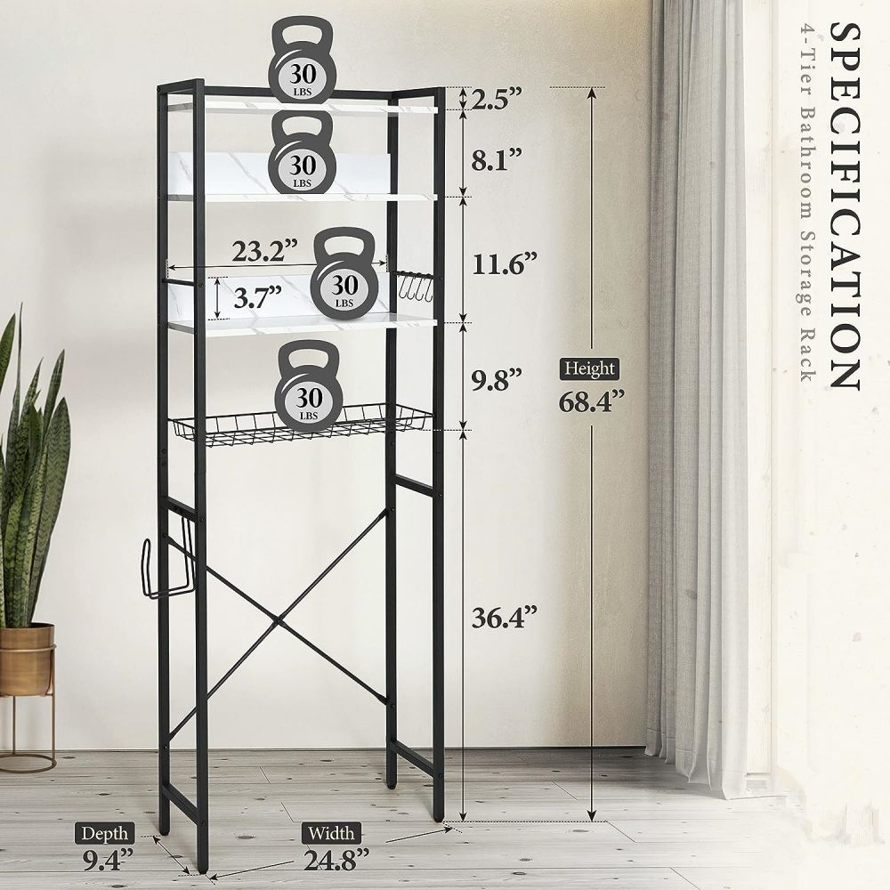 Porte-serviettes en bois et en métal pour salle de bain, au-dessus des toilettes