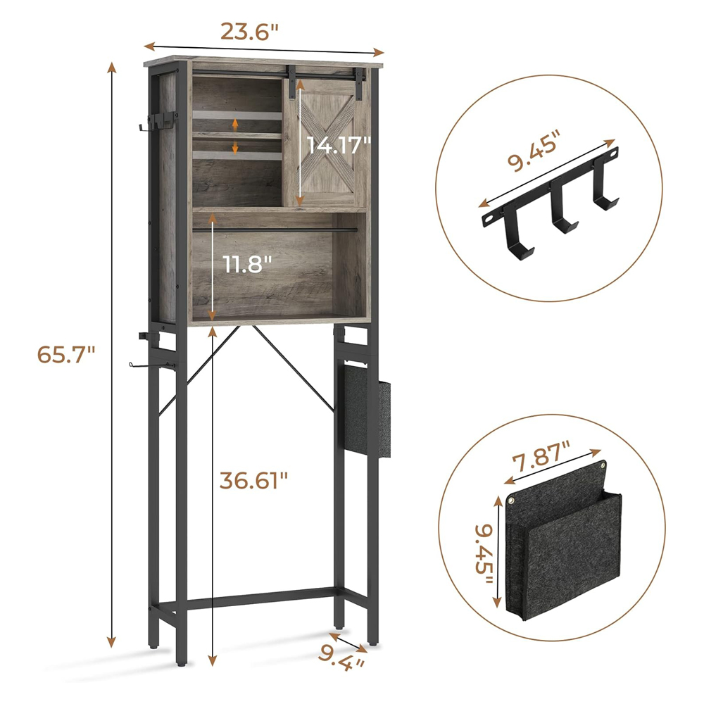 Hauteur en bois et en métal au-dessus de la serviette de toilette derrière le support de WC pour salle de bain