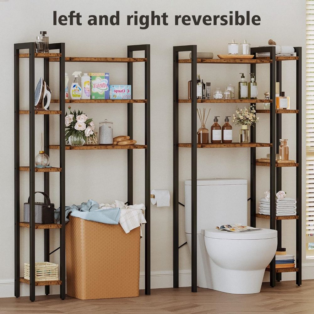 Bathroom Wooden Metal Over WC Toilet Towel Bar Rack Shelf