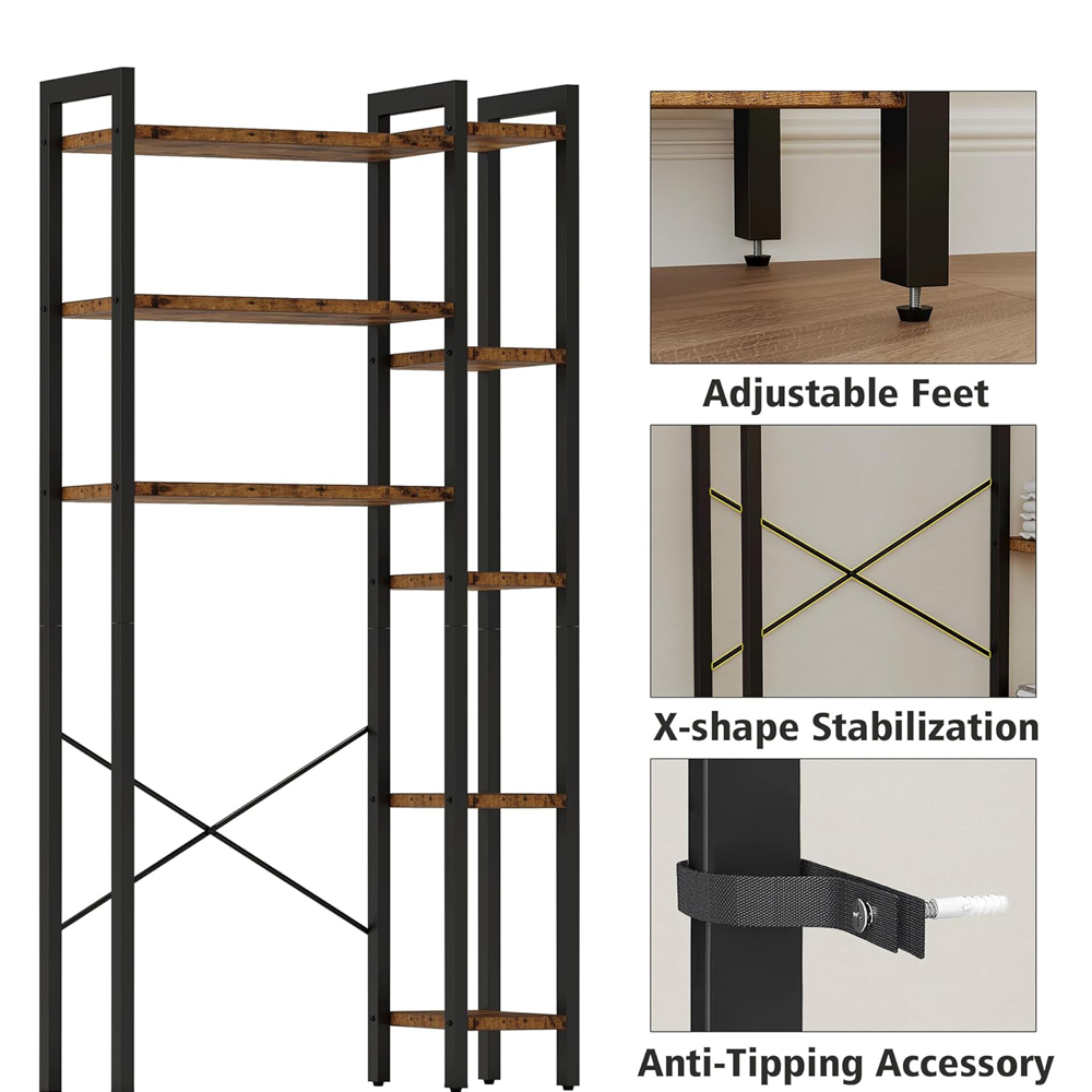 Baderom Wooden Metal Over WC Toalett Håndkle Bar Rack Hylle