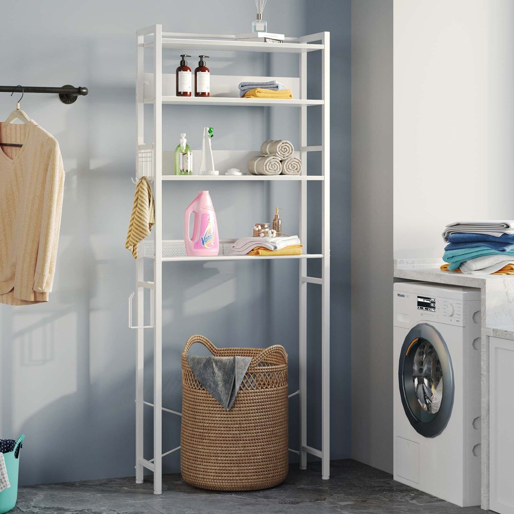 Modern Wooden Metal WC Towel Rack Above Toilet For Bathroom