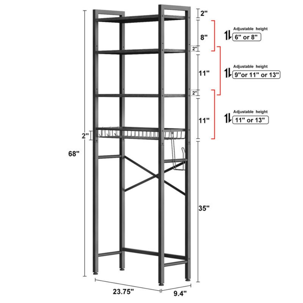 Badkamermeubilair Houten en metalen handdoekenrek boven toilet