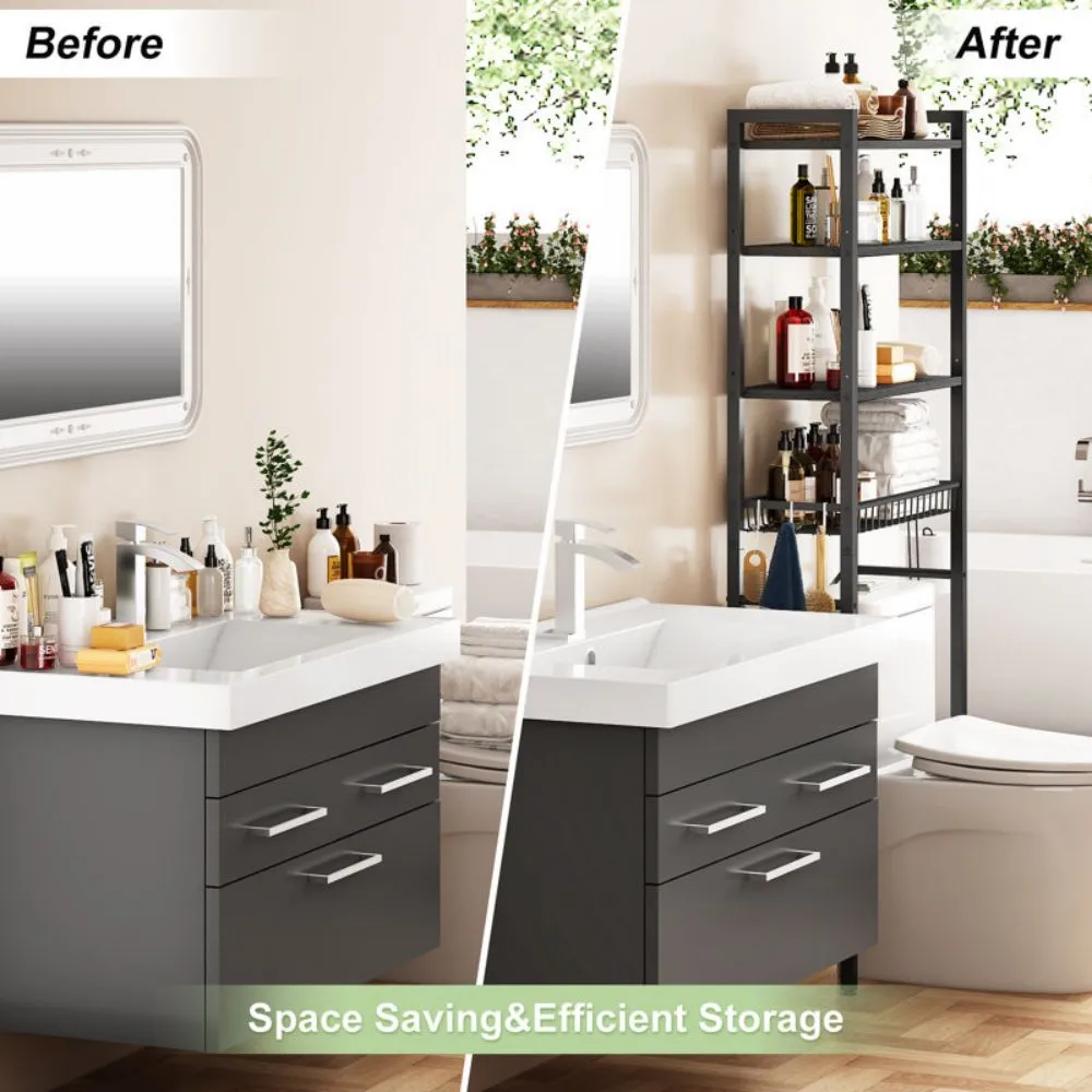 Banyo Furniture Wood At Metal Towel Rack Sa WC Toilet