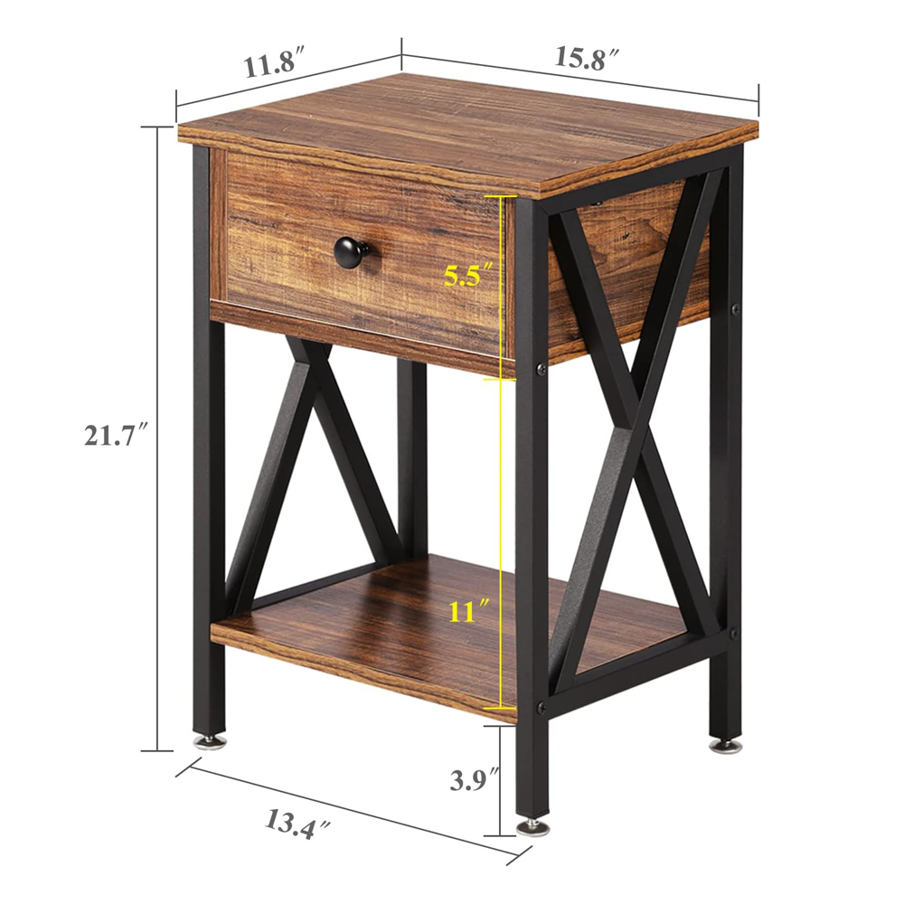 Schlafzimmer-Nachttisch aus Holz mit Schubladen