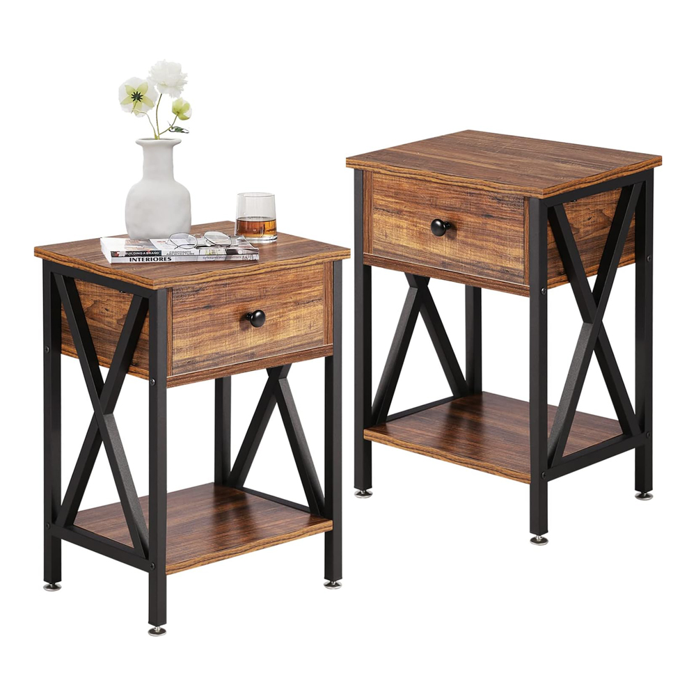 Bedroom Wooden Living Spaces Storage Nightstand Table With Drawers