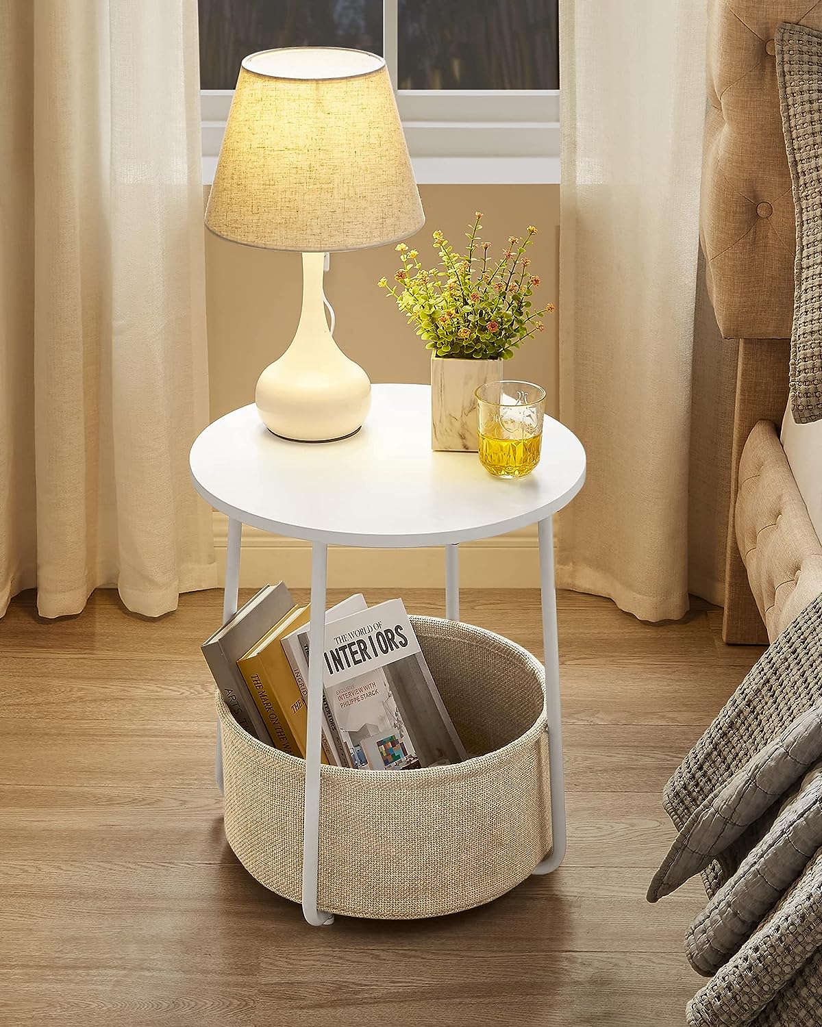 Modern Tall Wood Metal Night Stand Table For Bedroom