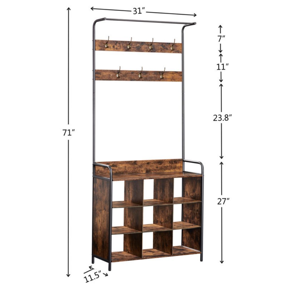 Hall Tree Stands Kapstok met bank en schoenenopbergruimte