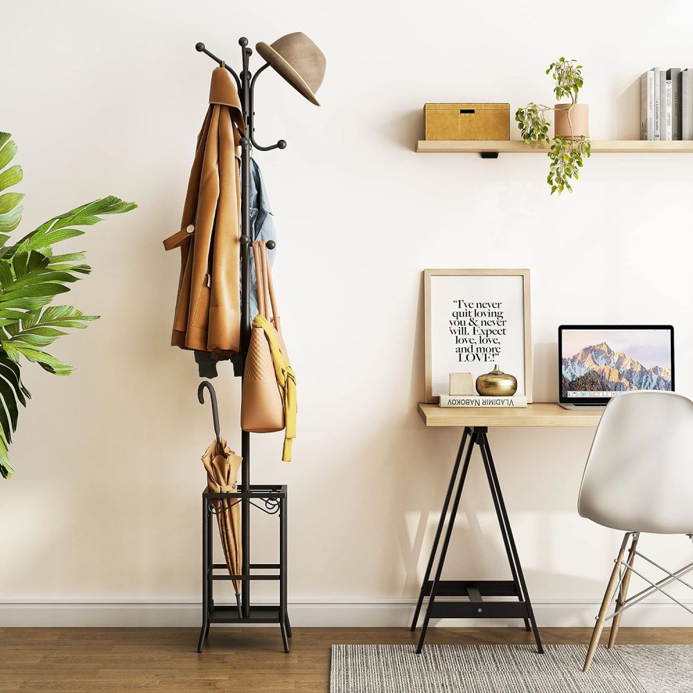 Entryway Corner Hall Tree Shelf And Coat Rack Stands With Bench