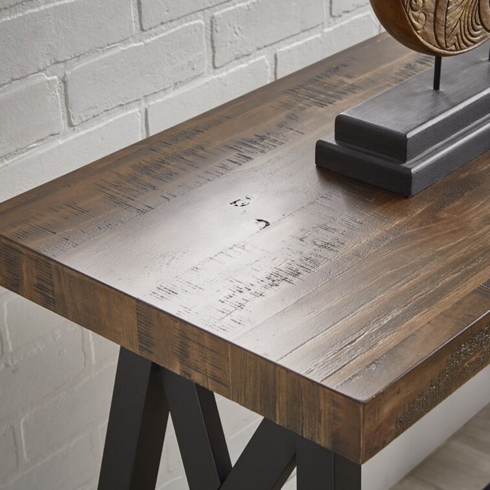 Petite table console d'entrée étroite et mince en bois