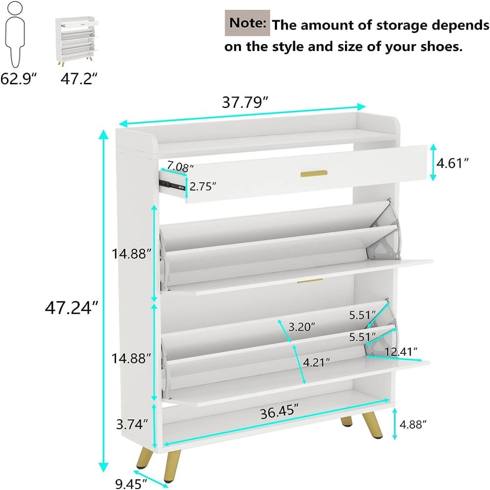 Armoire d'entrée pour chaussures avec rangement et portes