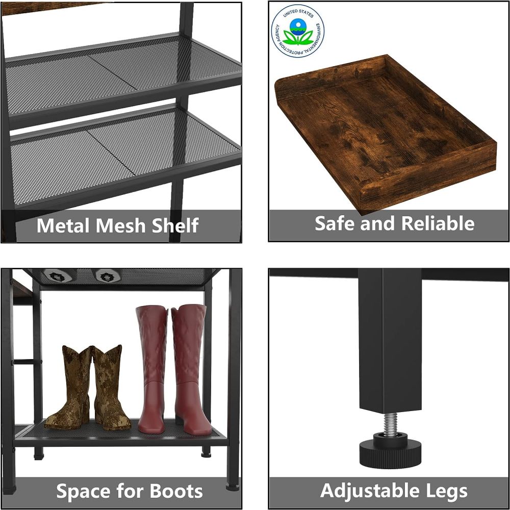 Support de banc de bottes et de chaussures minces en bois moderne