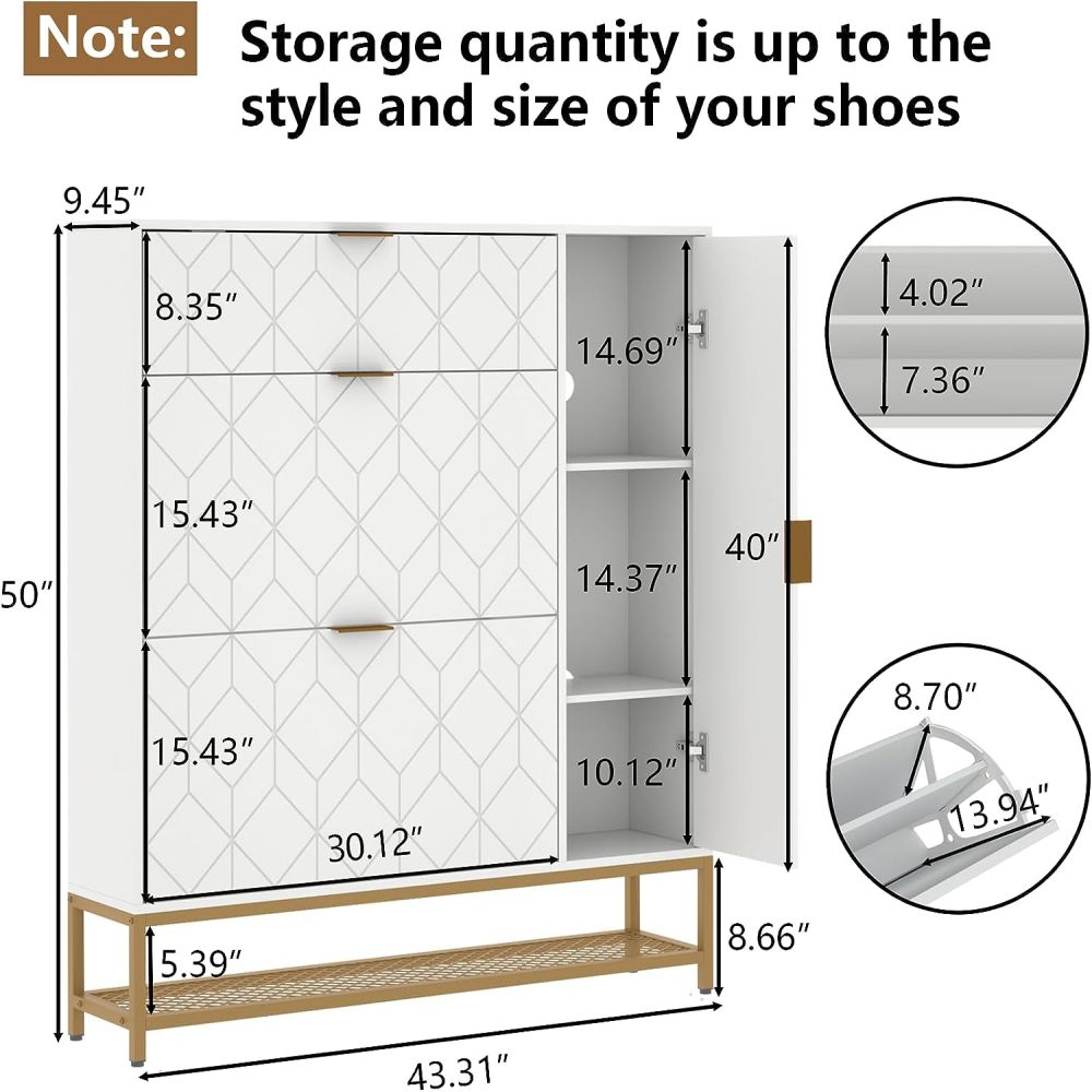 Entryway Shoe Storage Rack In Cabinet With Doors