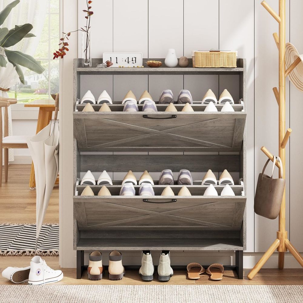 Wooden Shoe Cupboards Holder And Storage Cabinet Racks With Doors