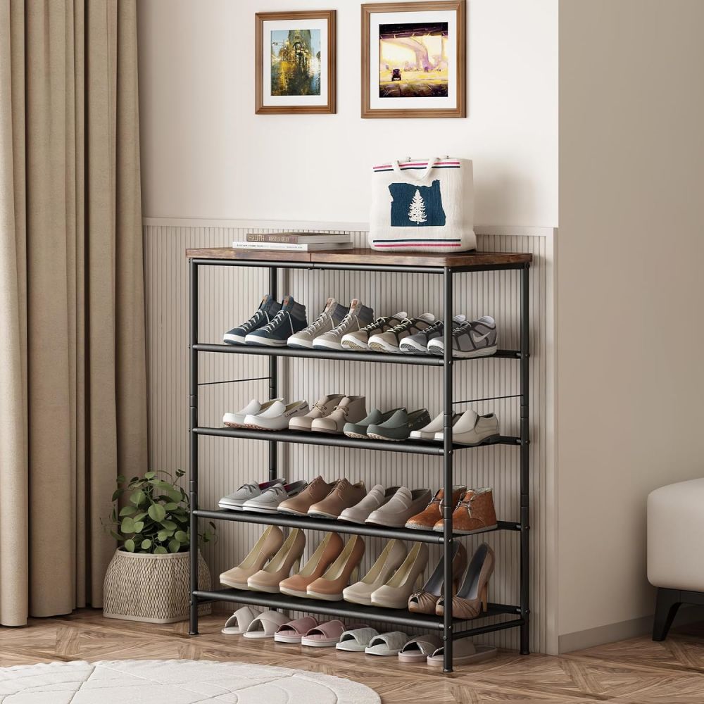 Modern Wooden Large Tall Narrow Shoe Racks For Entryway