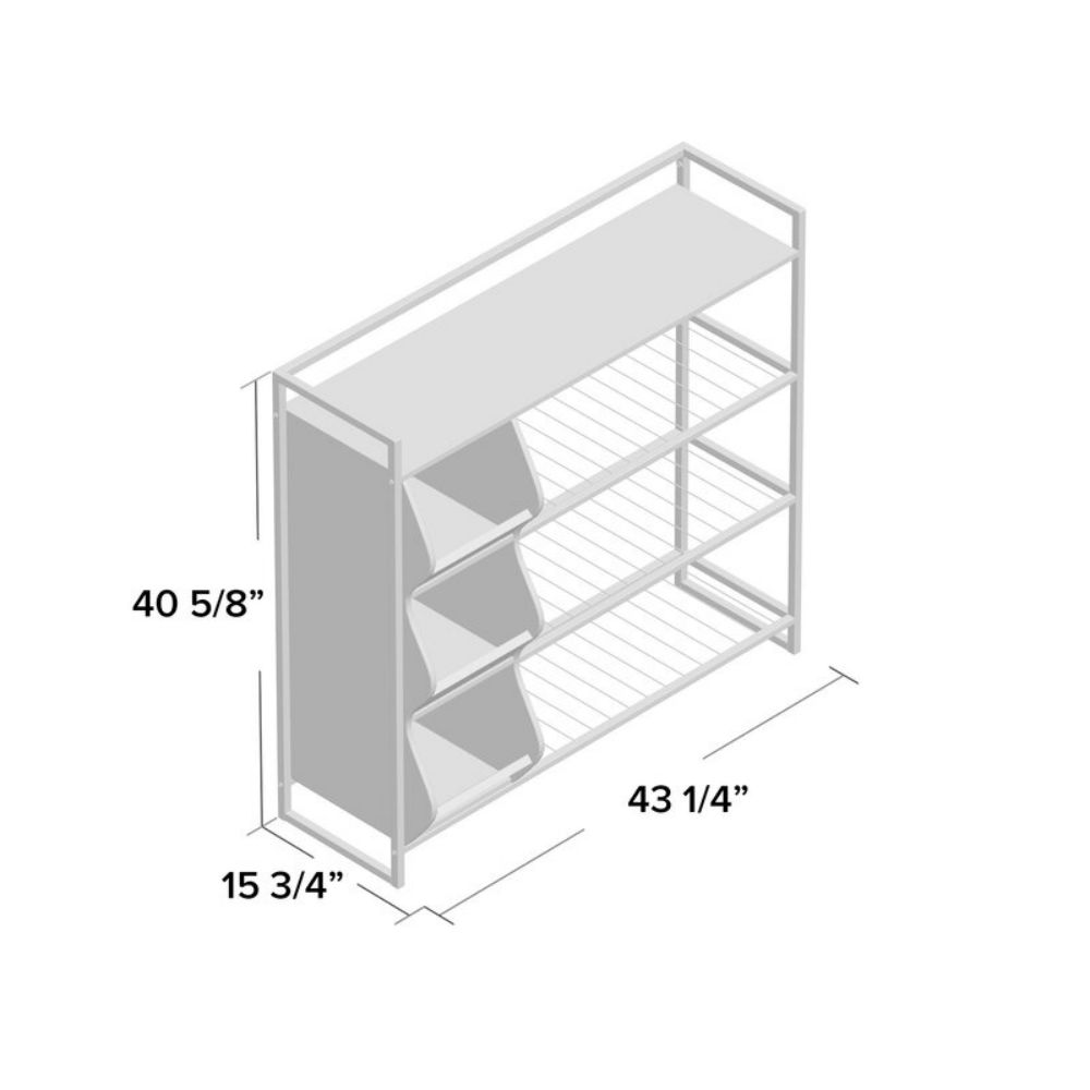 Wood And Metal Large Modern Entry Shoe Rack Bench