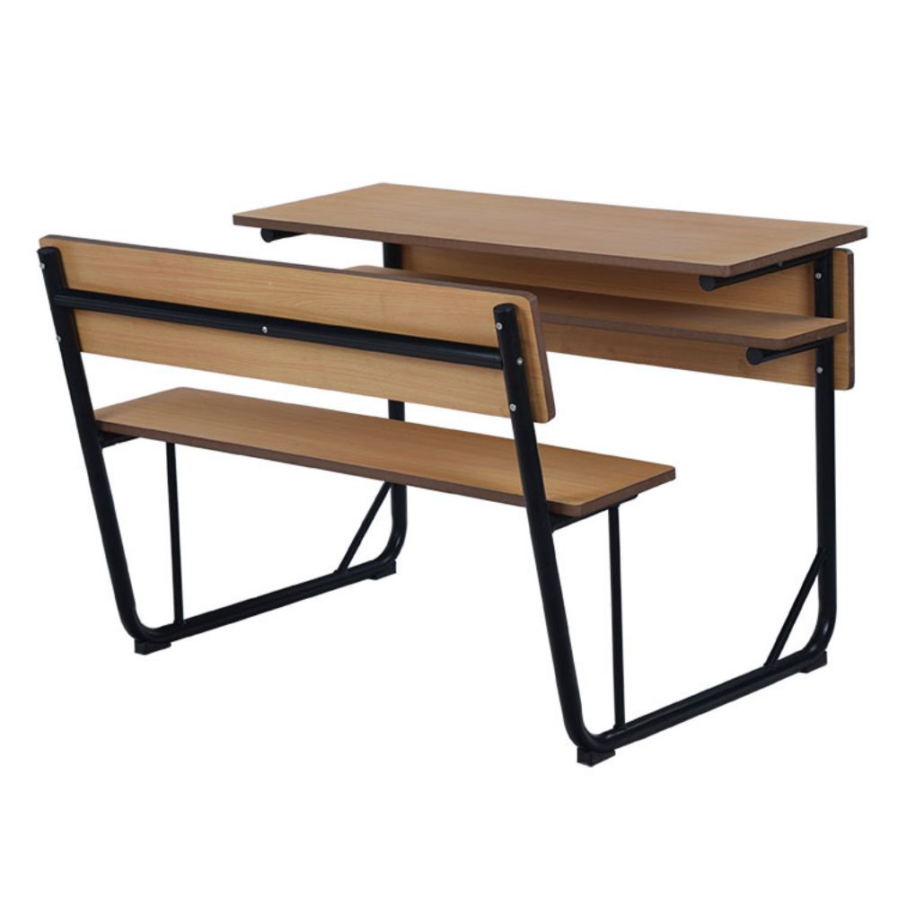 Large Wooden University School Classroom Double Student Table And Chair Set